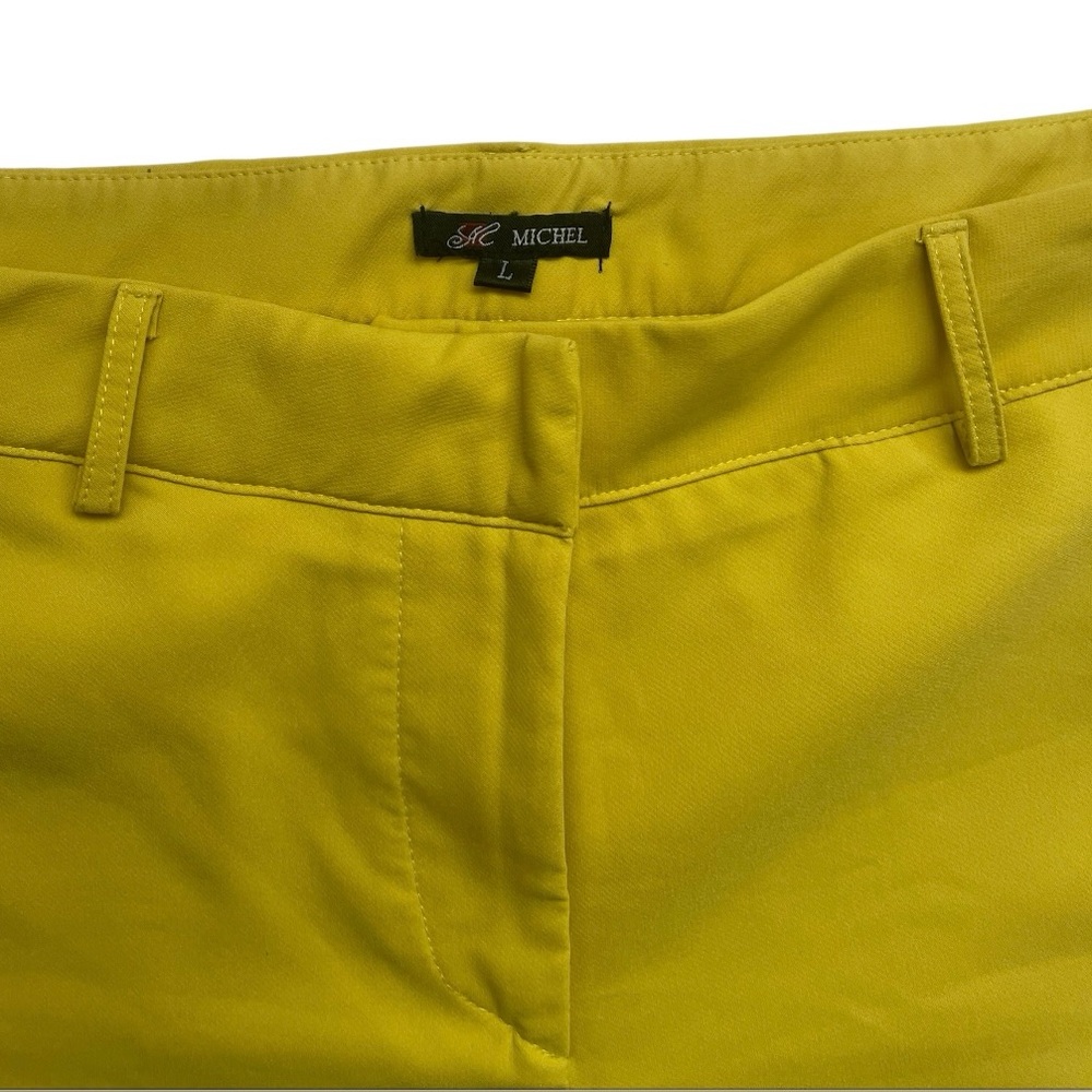 Vibrant Yellow High Waist Shorts with Stretch Fabric - Picture 4 of 5